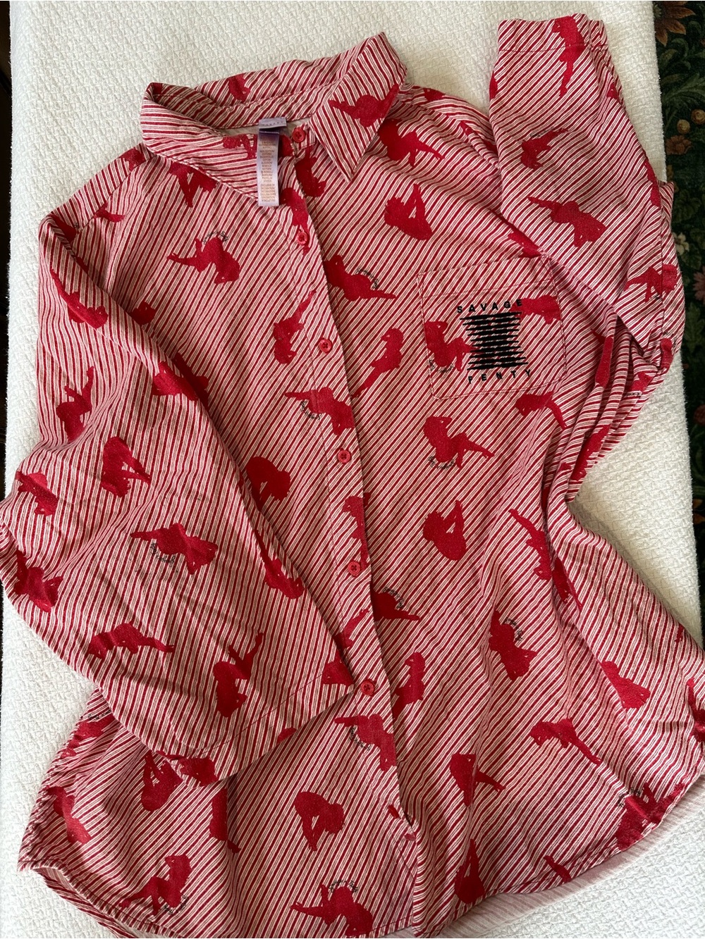 Savage Fenty Cotton Pajama Top | Red Silhouette Print | Plus 18/20